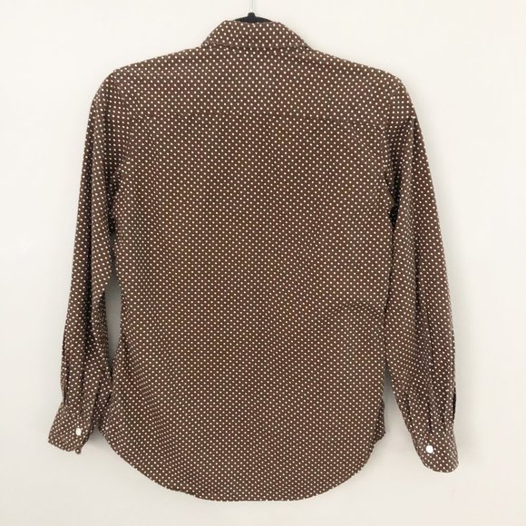 Jill Mcgowan polka dot button up blouse dark brown cotton top size small - Picture 2 of 7